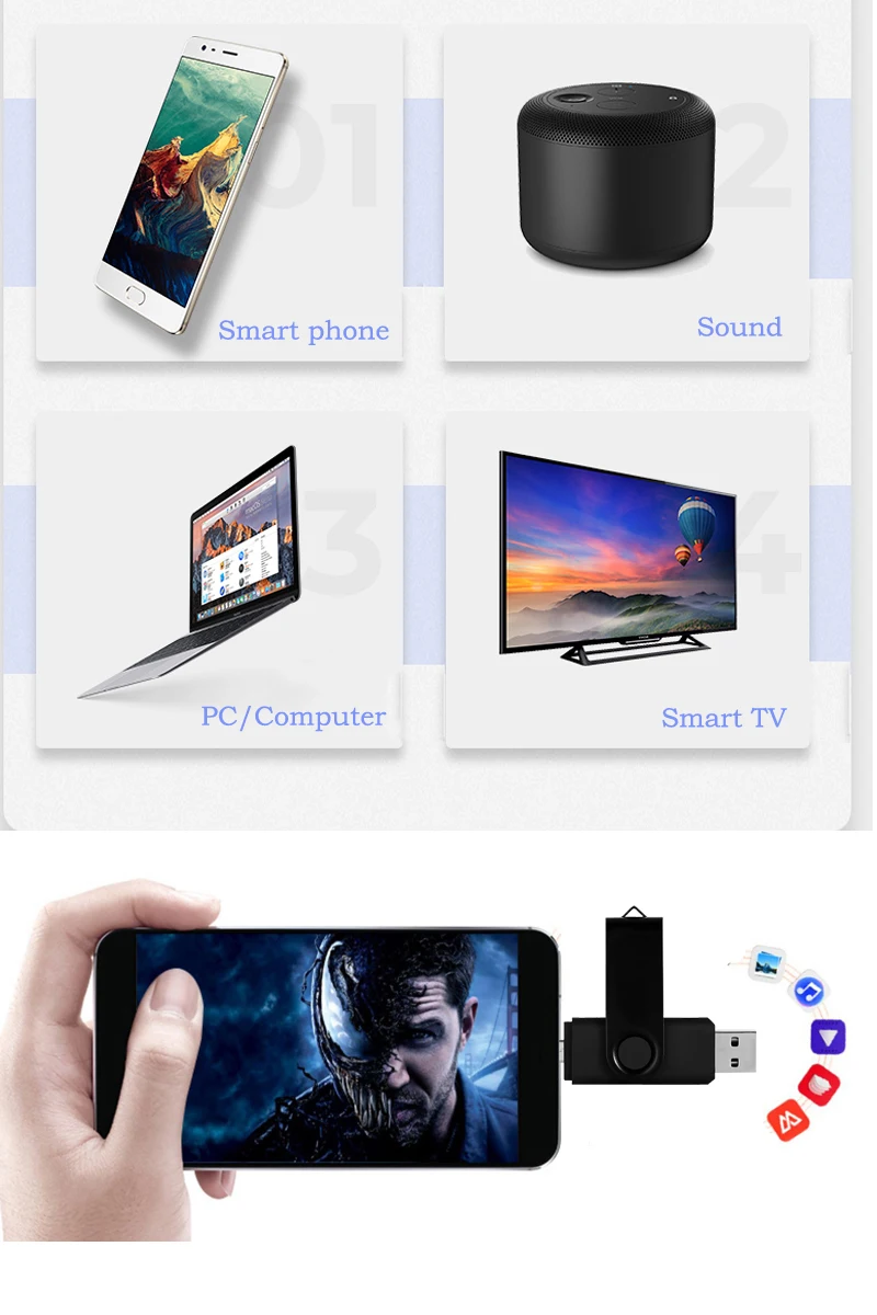 Флеш-накопитель OTG USB флеш-накопитель 128 Гб 64 Гб Память USB ключ смартфон Флешка cle USB флеш-накопитель в подарок