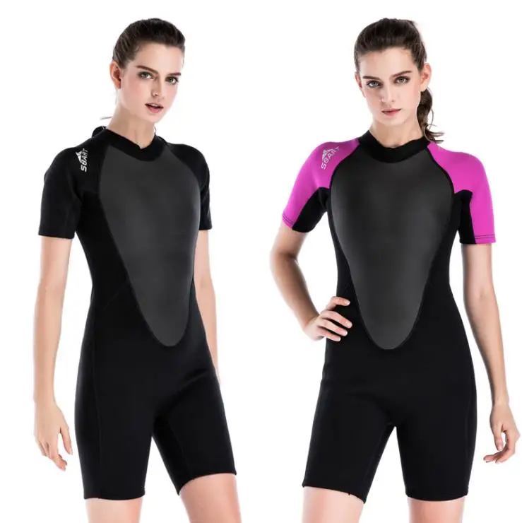 

SBART New Short Sleeve Wetsuit Women Surfing Snorkeling Mergulho 2mm Neoprene One piece Jumpsuits Diving Spearfishing Wetsuits