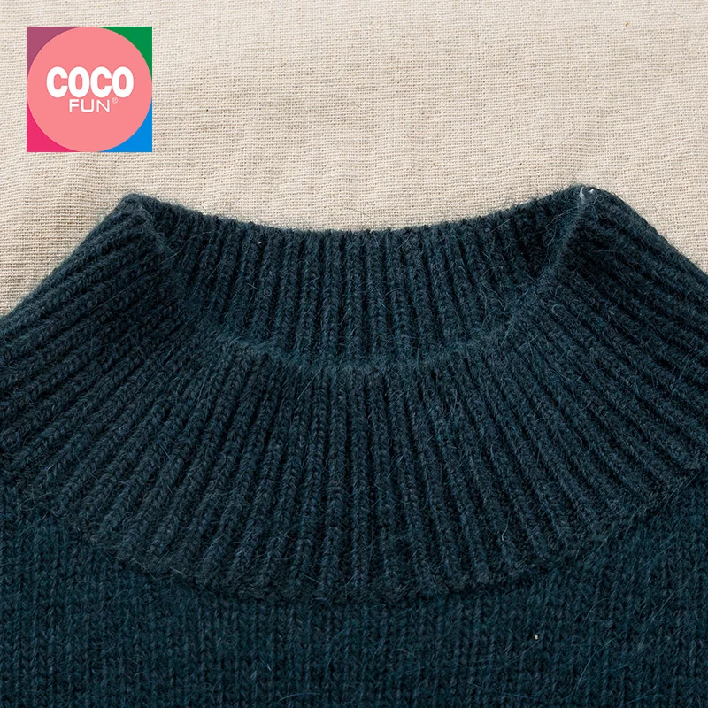 2018 Autumn Spring Winter Causal Cashmere Soft Turtleneck Pullover Three Quarter Sleeve Olive Green Loose Sweater CoCoFun | Женская