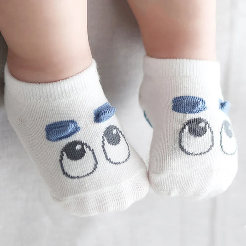 New Cotton Newborn Baby Socks Boys Girls Short Cute Three Dimensional Big Eyes Anti-slip Summer Infant Toddler | Детская одежда и