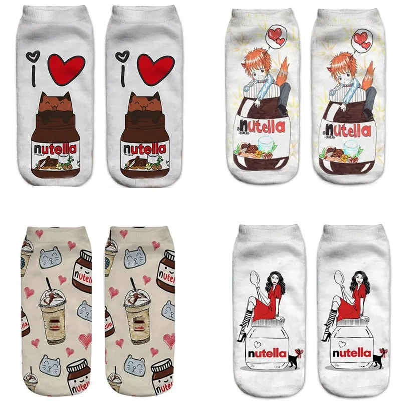 Забавные женские носки Dreamlikelin с 3D принтом Nutella пончики конфетные Harajuku до