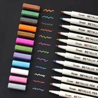 12 metal colors photo graffiti marker pen school office supply stationery waterproof cd glass chinaware wood mark painting tool