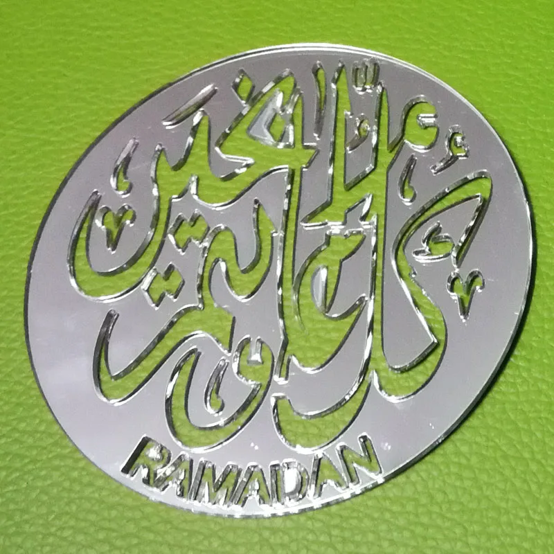 Mirror SilverRamadan 10 шт., 3 цвета, 3,5 дюйма, акриловые, арабские, EID Mubarak и Ramadan Kareem Coaster для Eid al-Fitr, вечерние, декоративные коврики - Цвет: Mirror SilverRamadan