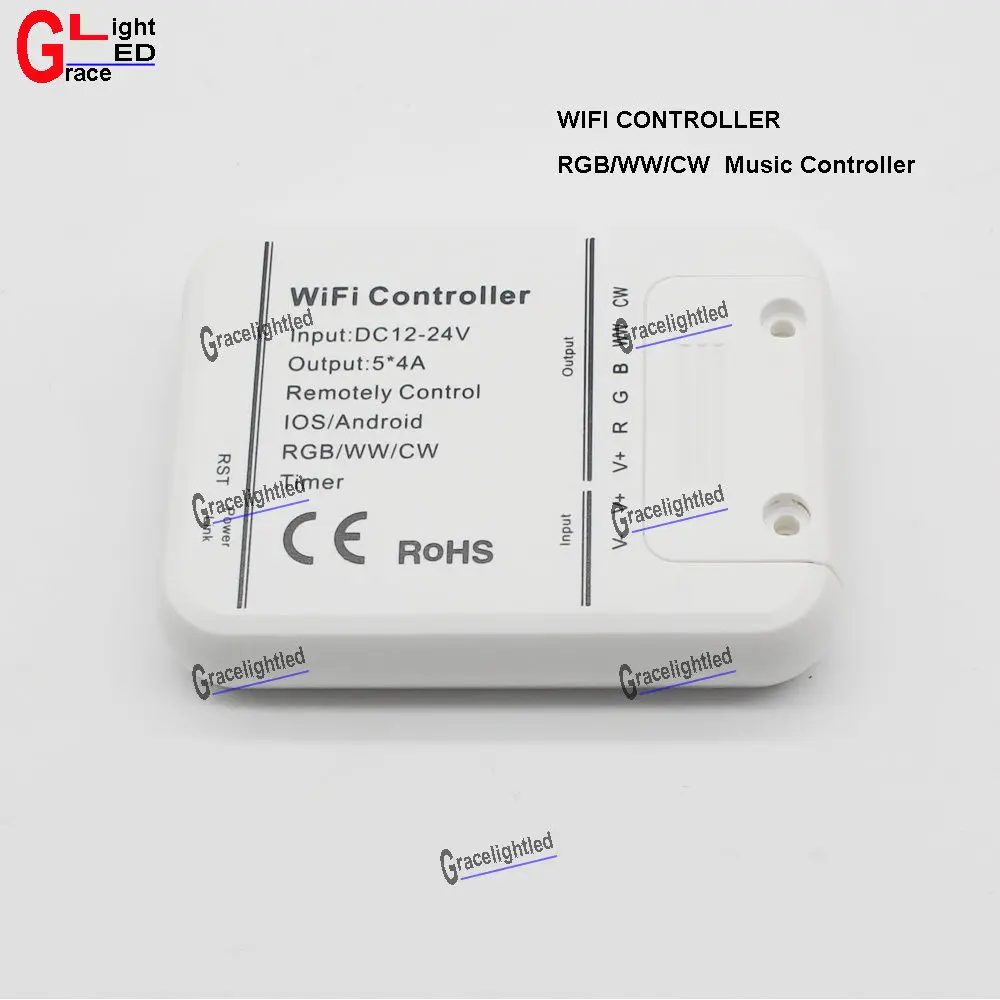 5 шт. 4A * 5CH (RGB/WW/CW) LED WIFI контроллер IOS Android Smart Link таймер DC 12 24V|Подвесные лампочки| |