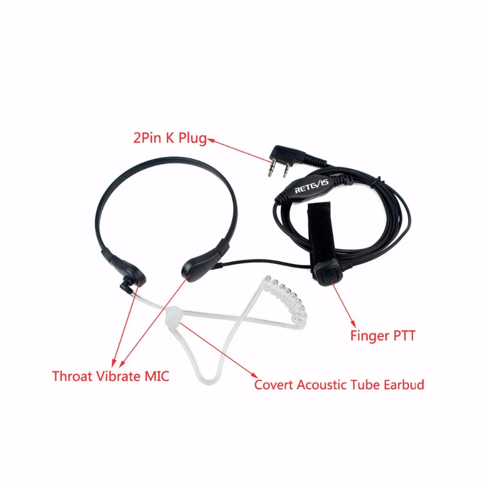 10pcs Throat Mic PTT Earpiece Covert Acoustic Tube Headphone For Kenwood Retevis RT5R H777 For Baofeng UV5R Bf-888S Walk Talk