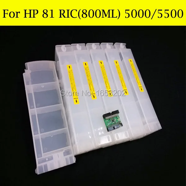 HOT TOP 800ML Refillable Ink Cartridge For HP81 Use For HP 81 Designjet 5000 5500 5000pc 5500XL With Chip Decoder