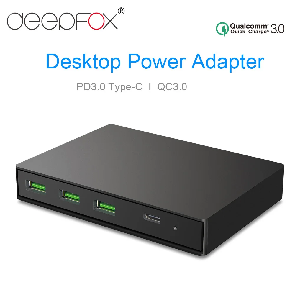 Устройство для быстрой зарядки DeepFox 3 порта USB 0 адаптер ноутбука PD3.0 Type C и QC3.0 Macbook