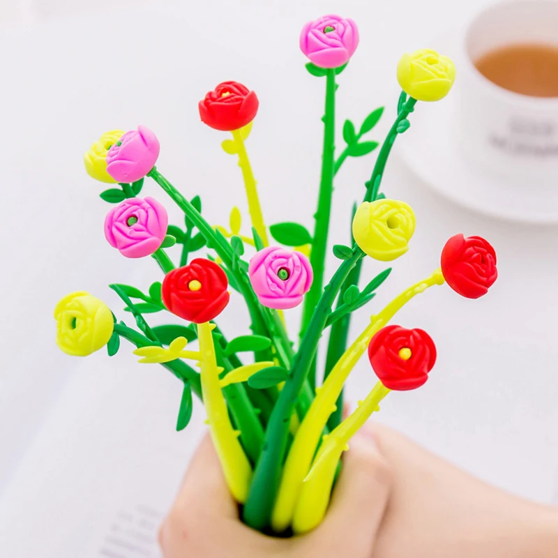 30 шт./лот гелевая ручка в форме цветов и растений яркие подарки для девочек