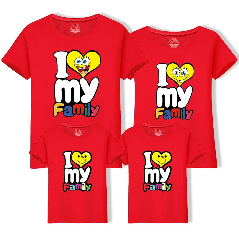Jargazol/одинаковые комплекты Рубашки с надписью I Love Family Повседневная футболка