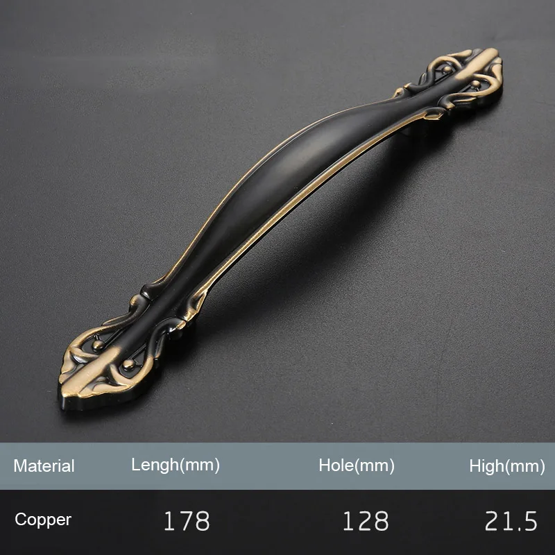 C-0047 128mm Черный аппаратный фитинг Шкаф Тянет Твердые Латунные Ручки кухонный шкаф ручка винный шкаф кнопки антикварные - Цвет: C-0047 128mm