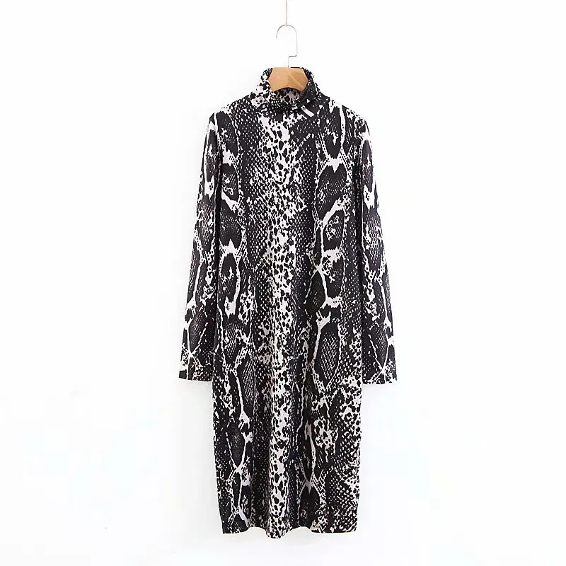 2018 зимние женские жаккардовые платья с принтом змеиной кожи животных платье змеи