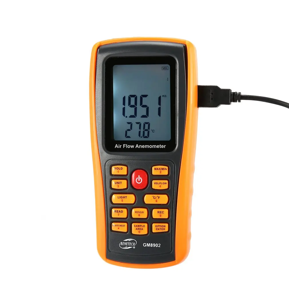 BENETECH GM8902 0-45M/S Digital Anemometer Wind Speed Meter Air Volume Ambient Temperature Tester With USB Interface | Инструменты