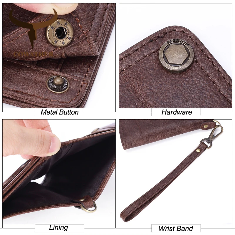 COWATHER 2019 New arrival first layer cowhide men wallet high quality brand design short purse for carteira free shippipping | Багаж и