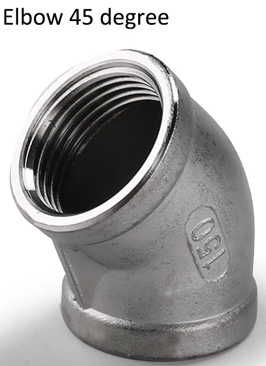 Elbow 45deg 1/4 до 3/" SS304 нержавеющая сталь резьба Локоть крест ниппель пробка тройник крышка конец трубы фитинг ниппель - Цвет: Elbow 45deg