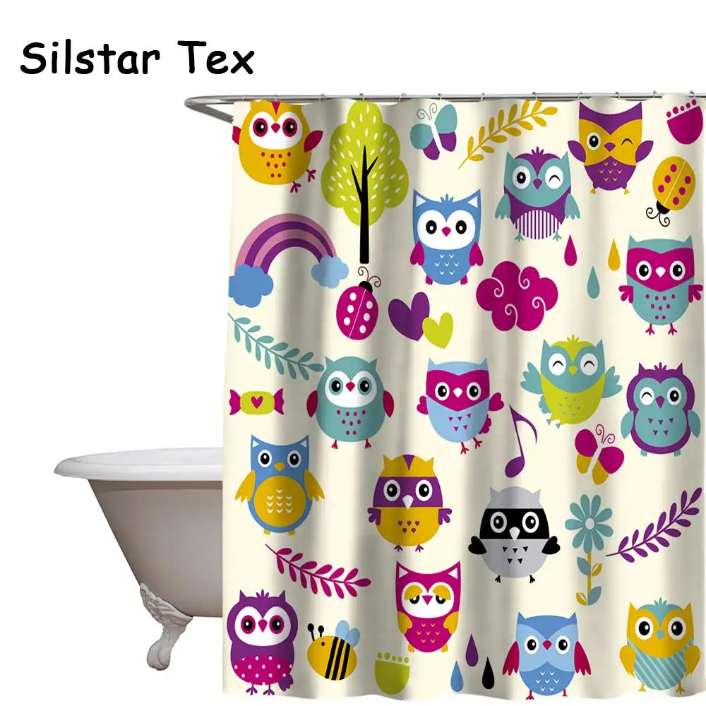 Silstar Tex Мультфильм Совы шаблон душ Шторы модные дома живет Водонепроницаемый