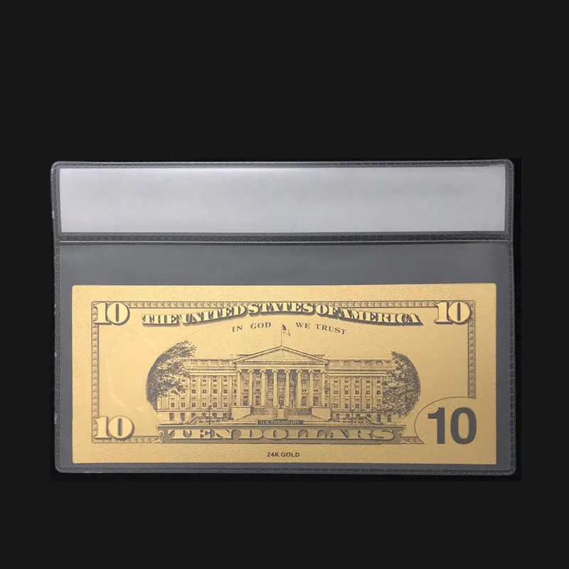 

Hihg Quality Products For America Banknotes 10 Dollars Bill Banknotes in 24K Gold Plated With Plastic Frame For Collection