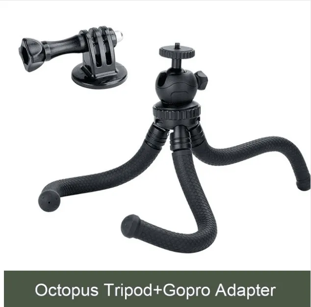 Tripod with Adapter Портативный Гибкий Осьминог смартфон путешествия штатив Стенд с шаровой головкой, селфи монопод кронштейн для iPhone X GoPro 4 5 6 Sjcam 4k - Цвет: Tripod with Adapter