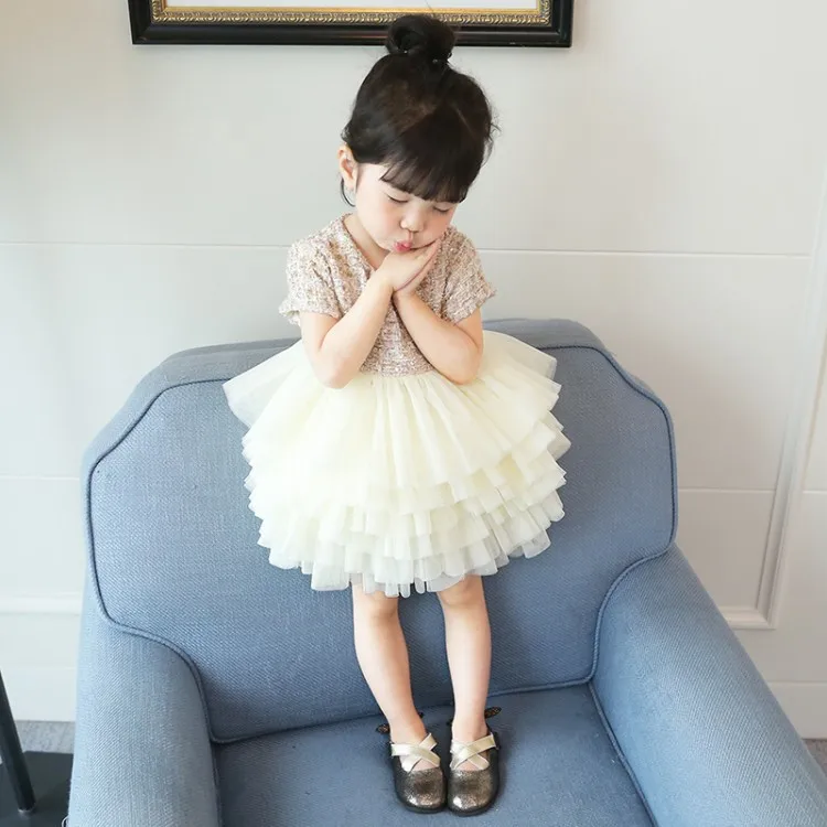 Boutique toddler girls lace dress children evening luxury baby 12M-6years tweed fabric gauze kids cake dresses | Детская одежда и