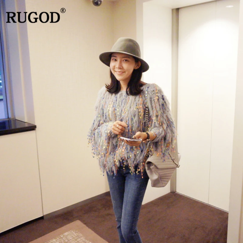 

RUGOD 2018 Elegant Colorful Tassel Cashmere Knitted Sweater Women Autumn Casual O Neck Long Sleeve Pullover Befree Sueter Mujer