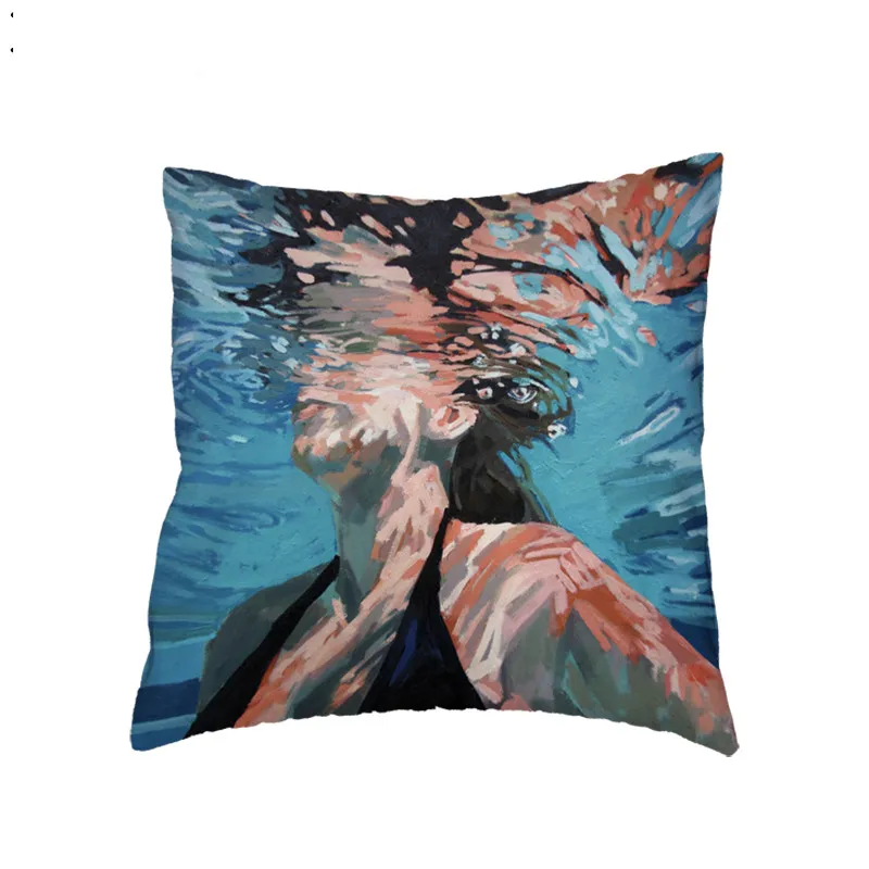 Наволочка для подушки в морском стиле с рисунком масляной рыбы и медузы | Дом сад