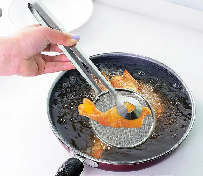 Stainless steel kitchen gadget fried food spoon fishing oil strainer filter net drain clip | Дом и сад