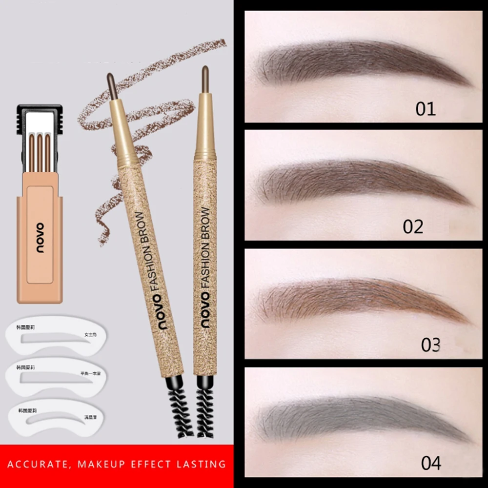 Manooby Waterproof Long-lasting Easy to Wear Eyebrow Enhancers 4 Color Automatic Pen with 3 refill Pencil | Красота и здоровье