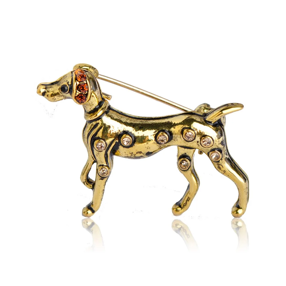 Lucky эмаль черная пятнистая брошь с собакой корсаж винтажные Броши со стразами в