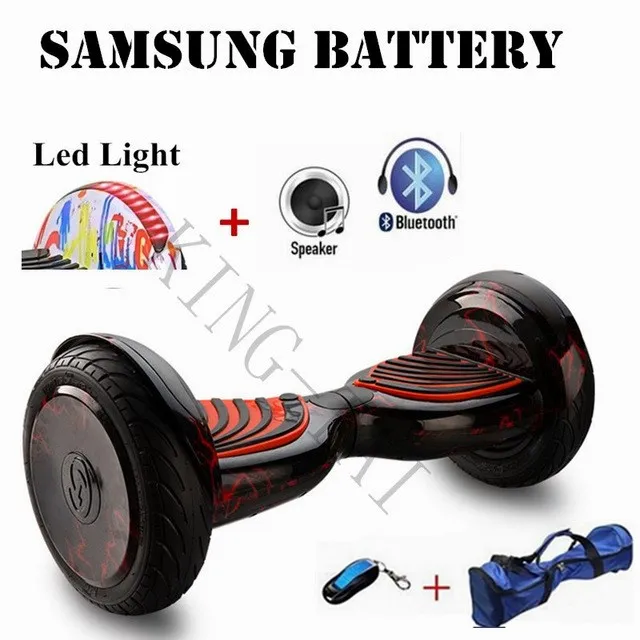 10 дюймов Ховерборд samsung батарея+ светодиодный светильник+ Bluetooth+ динамик 2 два колеса самобалансирующиеся электрические скутеры Ховерборды - Цвет: SamsungBattery