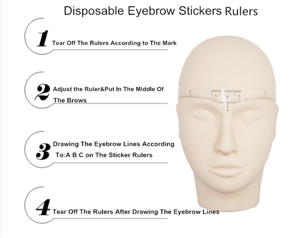 10pcs Disposable Semi Permanent Eyebrow Ruler EyeBrow Measure Tool Guide Microblading Calliper Stencil Makeup | Красота и здоровье