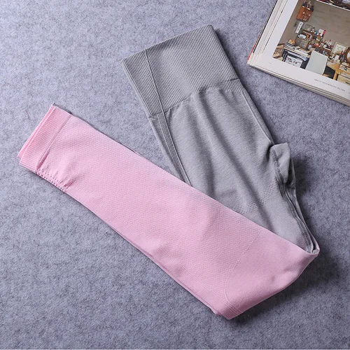 gray pink 2 Ombre Бесшовные Женские легинсы спортивные штаны для фитнеса, спортзала, йоги женские оранжевые Леггинсы Компрессионные спортивные штаны с высокой талией - Цвет: gray pink 2