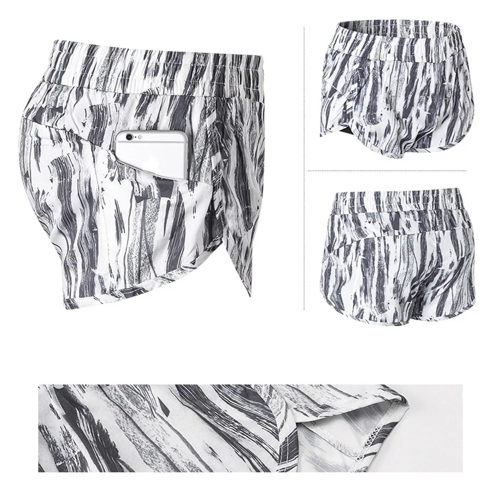 Женские шорты с принтом SAGACE для йоги эластичной резинкой на талии спортивная