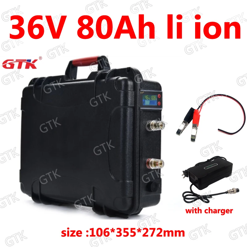 Водонепроницаемая литий ионная батарея GTK 36 в 80 Ач BMS для 3500 Вт 1000 инвертор