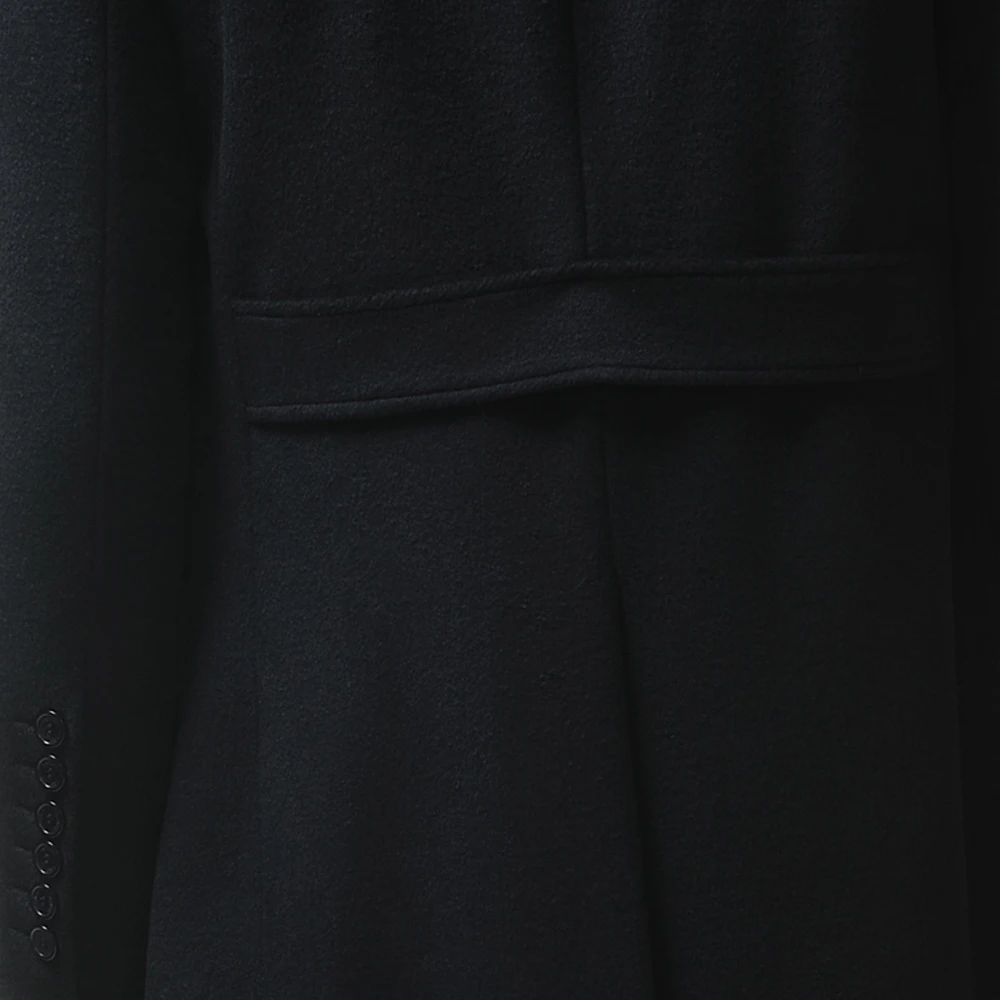 

URSMSRT 2015 new double-breasted wool coat Mens black male style coat jacket