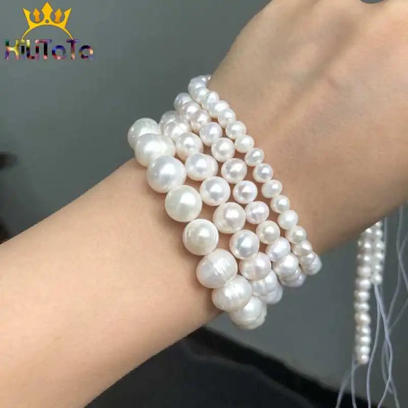 Natural Freshwater White Pearl Round Loose Spacer Beads For Jewelry Making DIY Bracelets Necklace 15'' Pick Size 4/6/8/9/10/11mm |