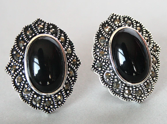 

Серьги-гвоздики VINTGE 925 NTURL BLCK GTE MRCSITE 1 "noble lady's