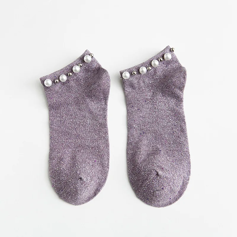 Винтажные перламутровые декоративные блестящие носки женские хипстерские