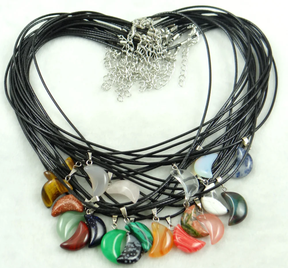 1 шт. лунные ожерелья подвески из натурального кристалла подвеска кожзаменителя