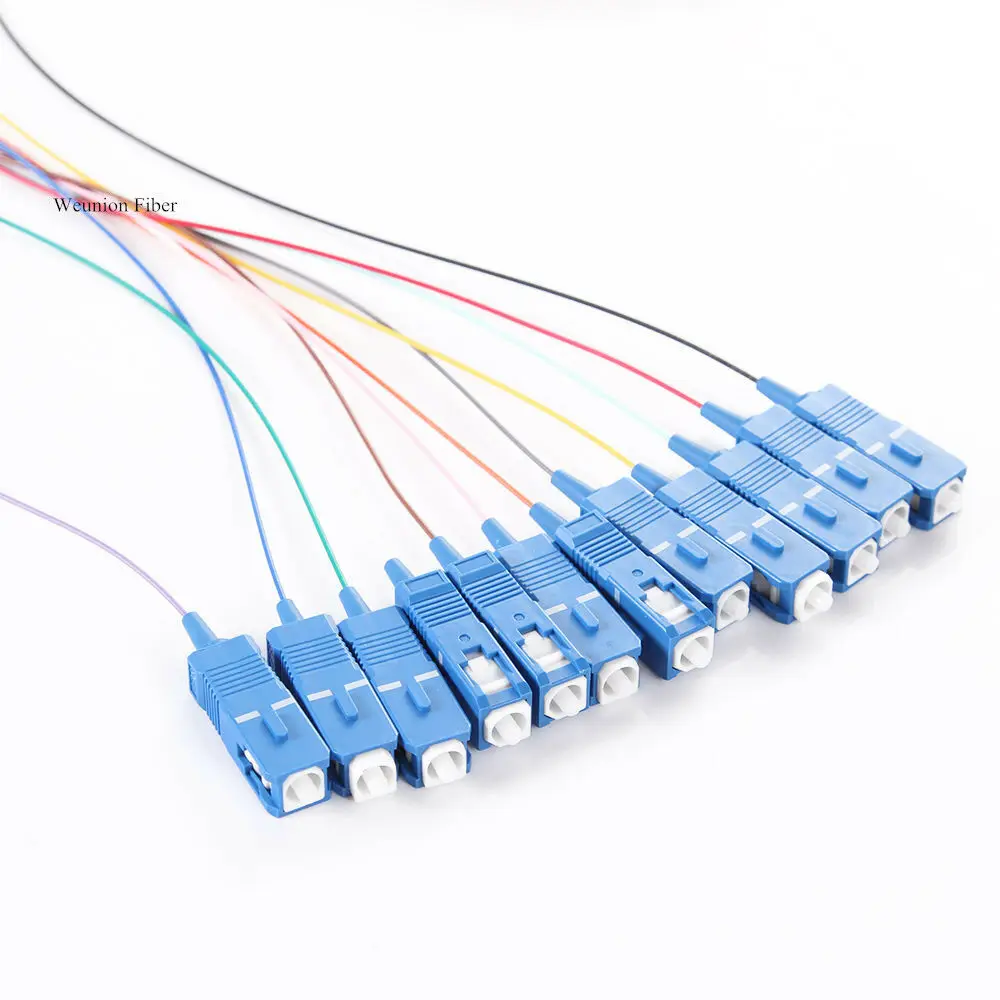12 цветных волокон FTTH 1 5 м SC/UPC Волоконно оптический пучок Pigtail 9/125 одиночный