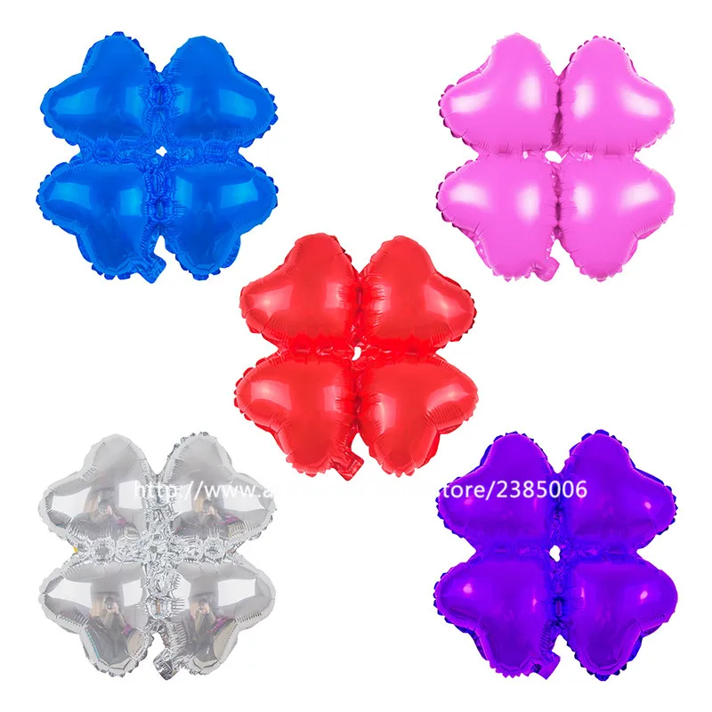 

50pcs/lot wholesale ball foil balloon heart round balloon arch four leaf clover air balloons birthday wedding decoration ballons