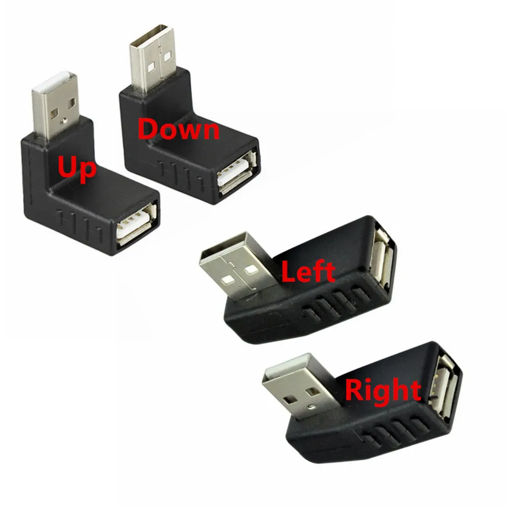 

High Quality USB 2.0 Left & Right & Up & Down Angle 90 Degree Usb Male to Female Connector Redirectional Adapter for Laptop PC