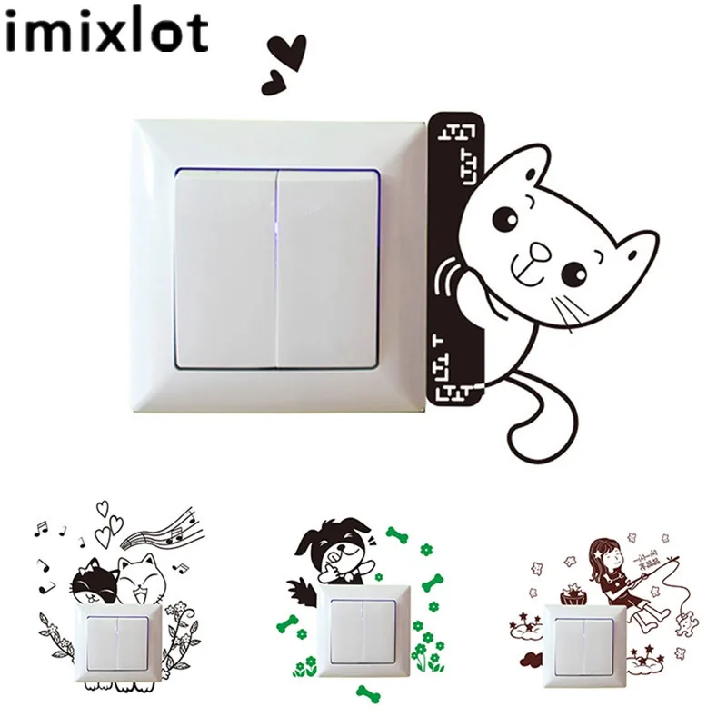 Imixlot Мультяшные наклейки для детской лампы переключатель гостиной настенные