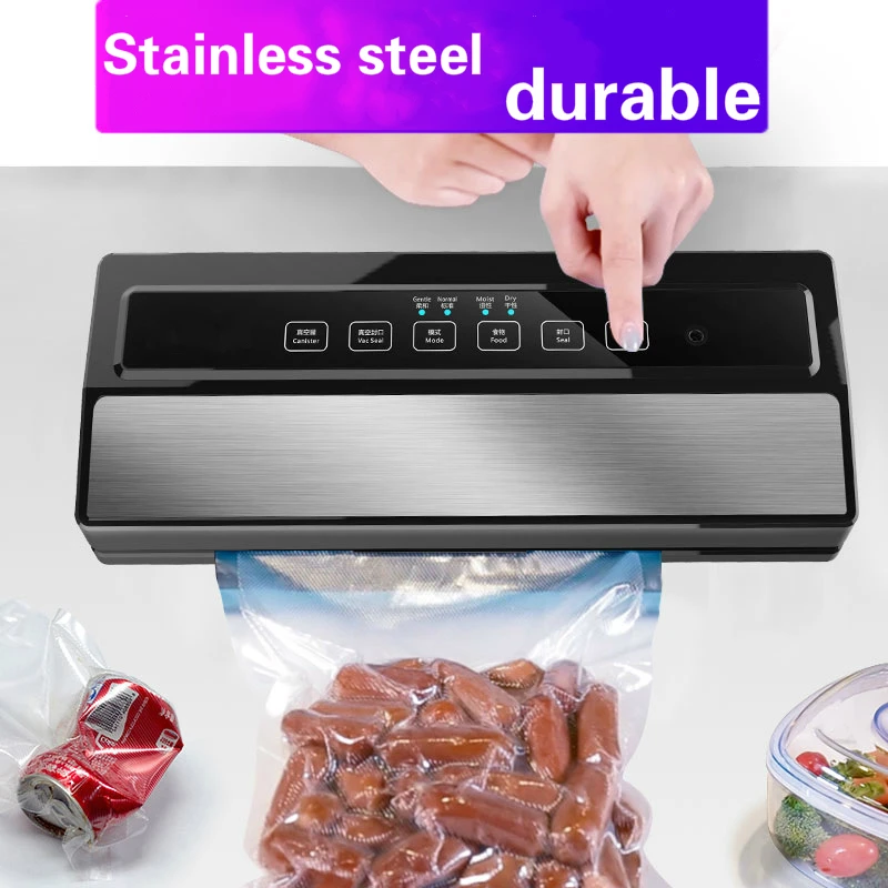 Food Vacuum Sealer Fully Automatic Portable 220V 110W Household Food Wet Dry Packaging Machine Sealing send 5Pcs Bags