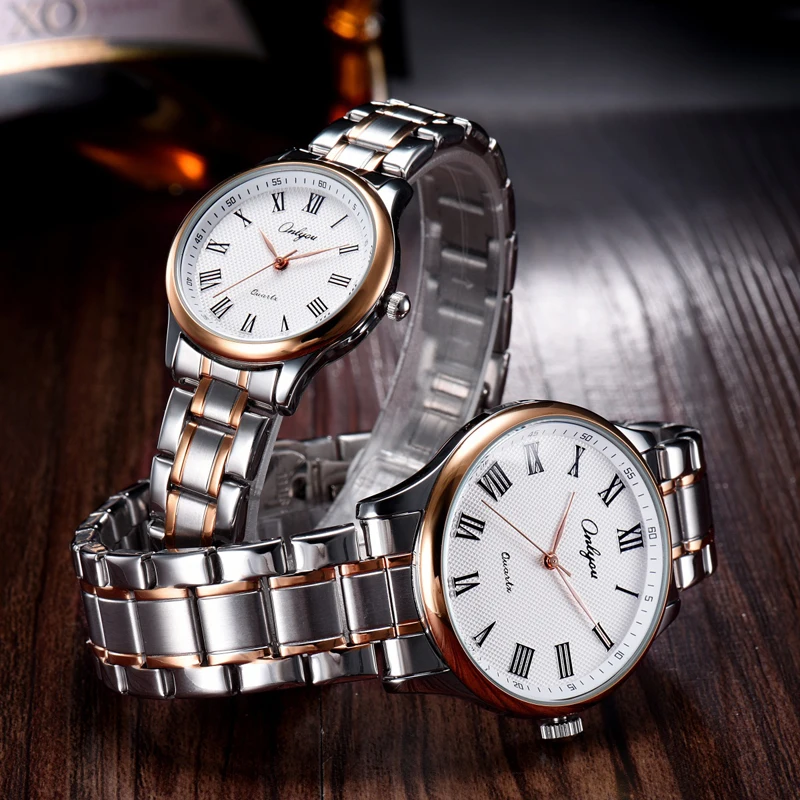 Men's and women's calendar quartz watch waterproof Arabic digital steel watchband lady watches