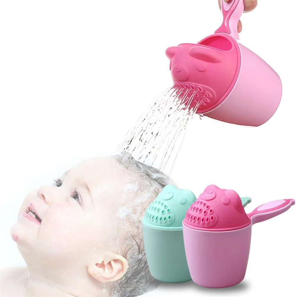 Cute Cartoon Baby Bath Caps Toddle Shampoo Cup Children Bathing Bailer Shower Spoons Child Washing Hair Kids Tool | Мать и ребенок
