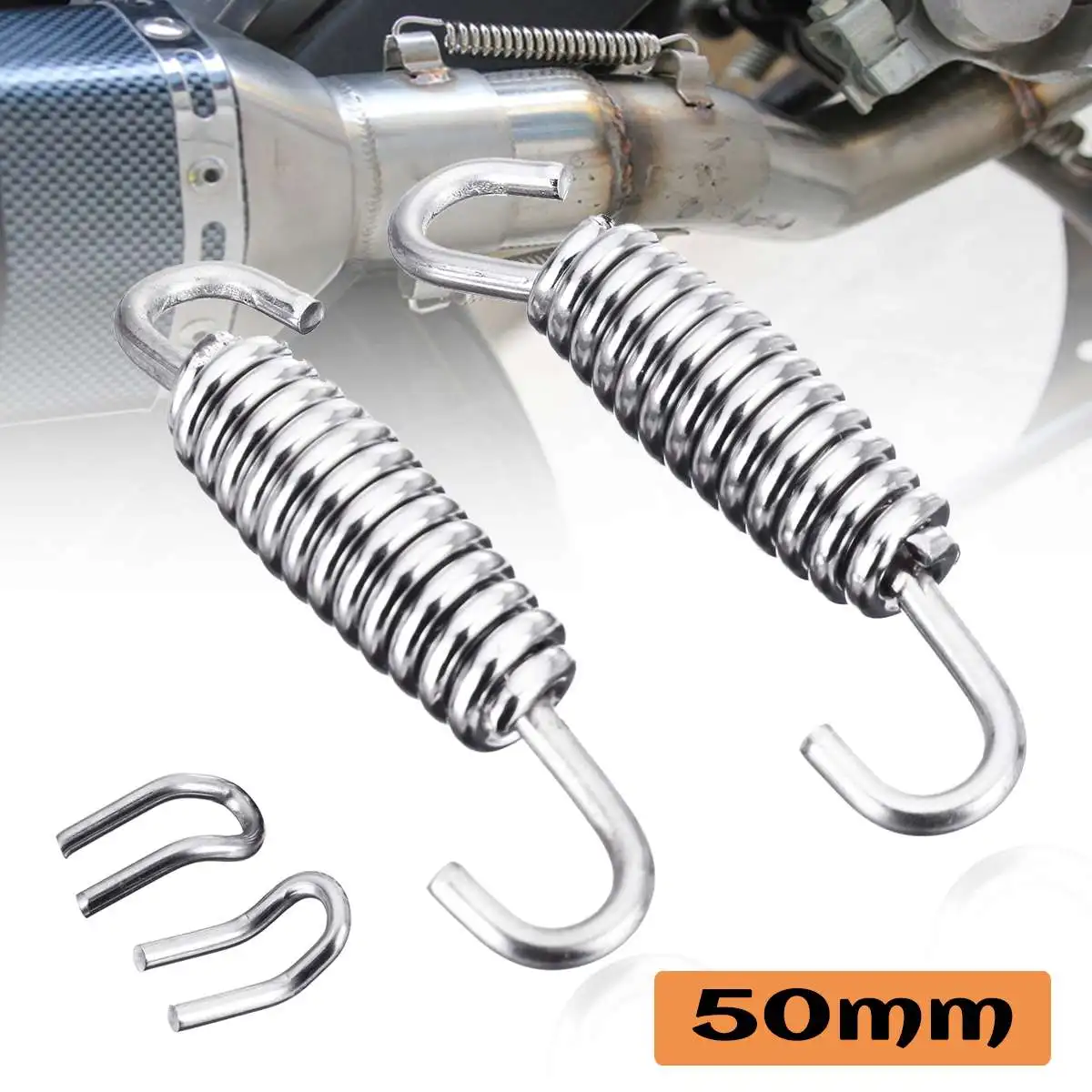 2pcs 50mm/60mm/64mm Motorcycle Exhaust Pipe Muffler Mounting Spring Hooks Link Pipes Stainless Steel - Цвет: 50mm