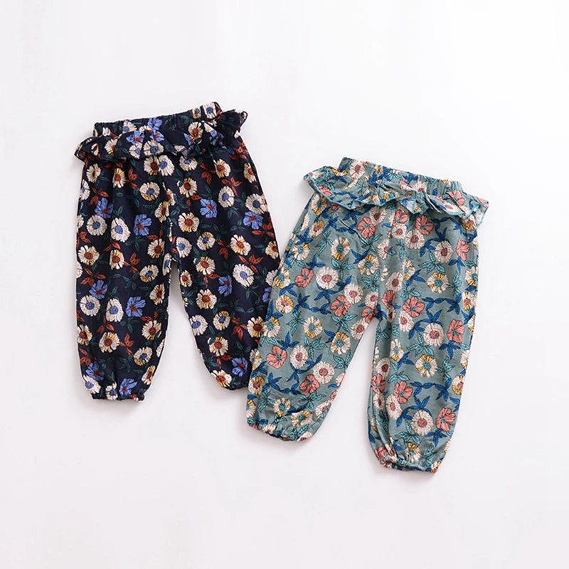 Children's trousers 2018 Summer toddler girls clothing 3 colors baby pants with ruffles soft cotton leggings | Детская одежда и