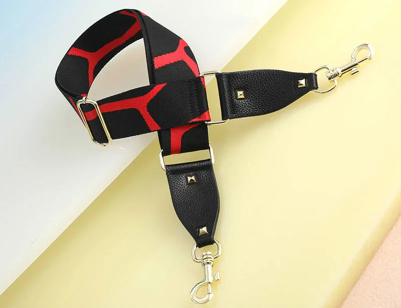 Black Red Новые Красочные леопардовые холщовые ширина сумки ремень Сменные плечевые ремни Регулируемый через плечо ремень кошелек Ремни Аксессуары - Цвет: Black Red