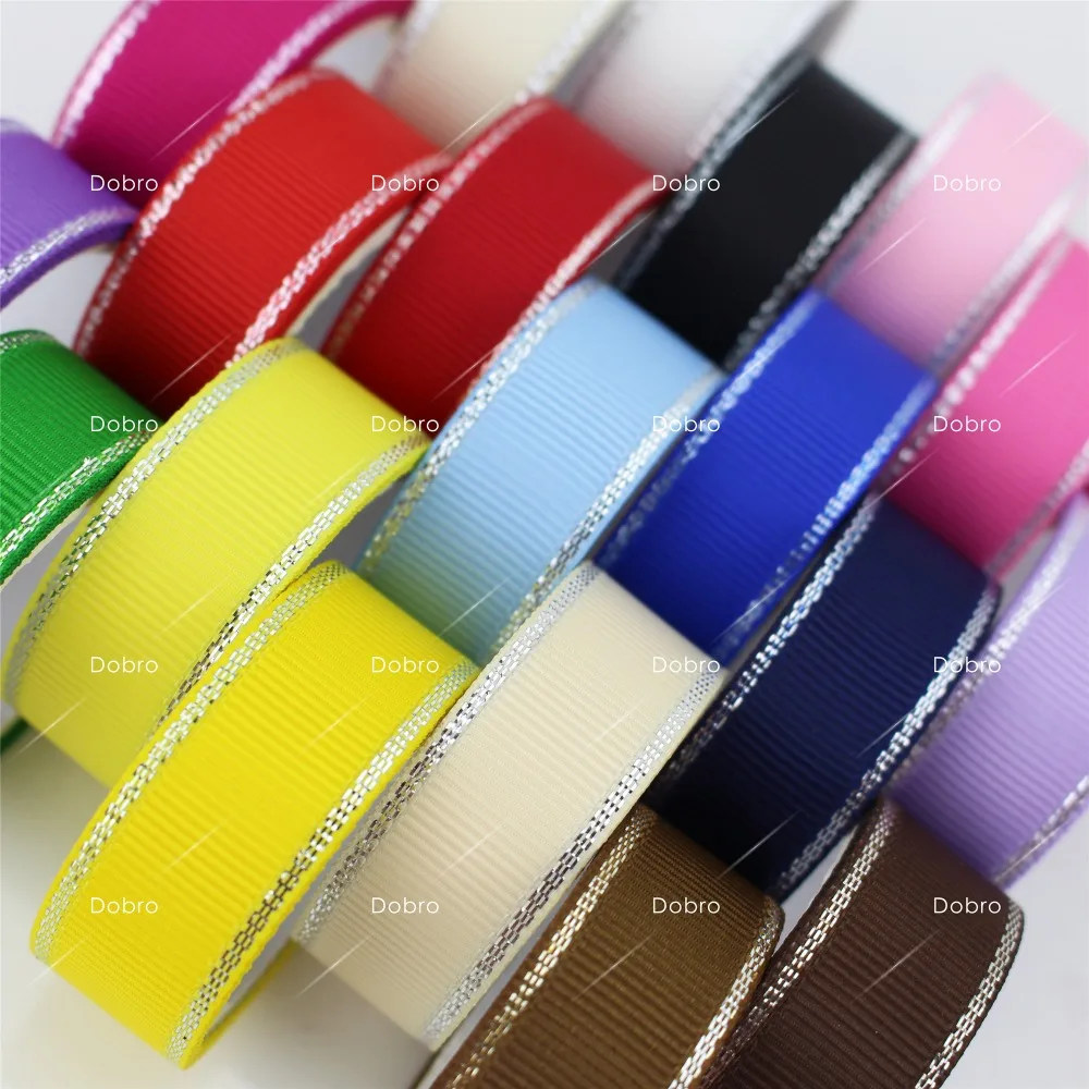 Мм 6 9 16 25 38 мм Серебряный металлический край Grosgrain лента для DIY ремесла Свадебная подарочная упаковка вечерние 21 Цвета доступны не смешанные