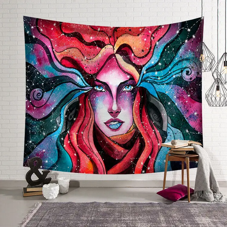 Fashion Mandala Skull Tapestry Wall Hanging Moon Phase Change Tapestries Bedroom Decor | Дом и сад