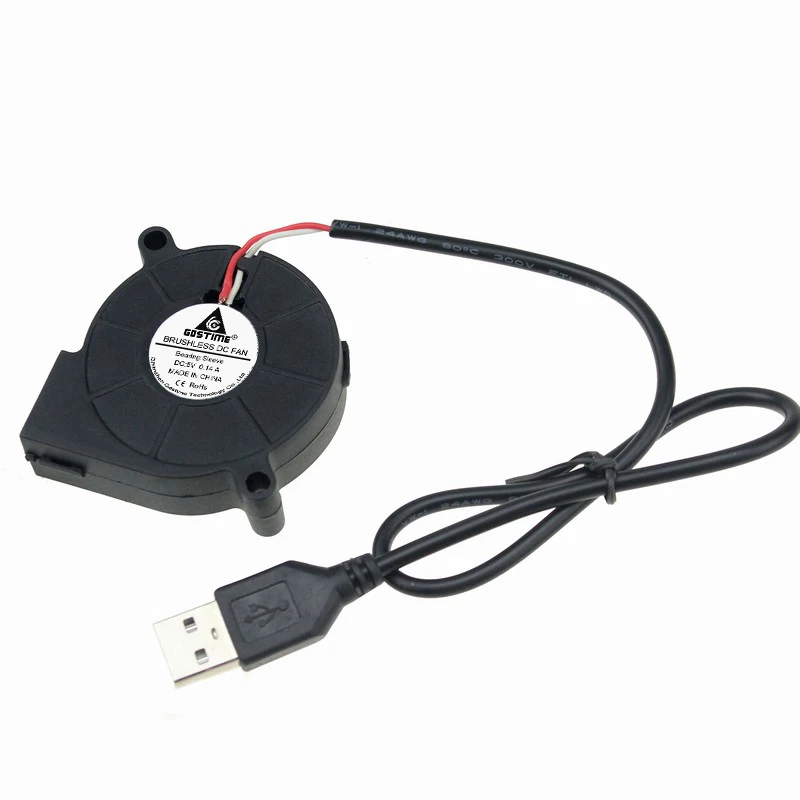 5pcs/lot Gdstime DC 5015S 5V USB 50MM x 15MM Turbine Brushless Cooling Centrifugal Blower Fan 10pcs dc 5v usb 75mm 75x30mm 7530s brushless dc centrifugal blower cooling fan fans